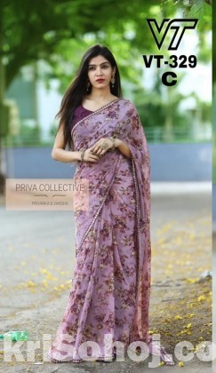 Beautiful Designer Saree - Dark Olive Violet